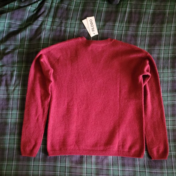 FILORO Cashmere V-Neck Sweater, Merlot, Size XS, NWT - Picture 7 of 16